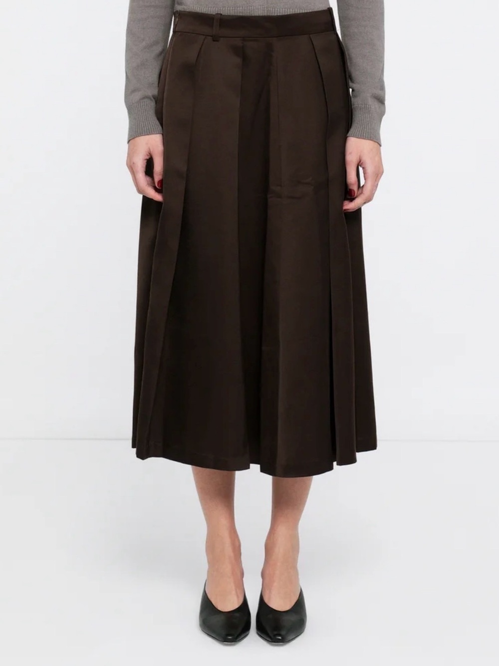 Day Birger et Mikkelsen Brown Midi Pleated Skirt Classic A-Line smart casual - Picture 2 of 7